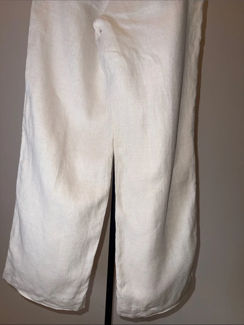 Talbots 100% Linen Wide Leg Drawstring Pants Oatmeal Flax Natural | Size 8
